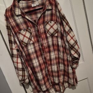 Cato Red and White Plaid Button Down Shirt